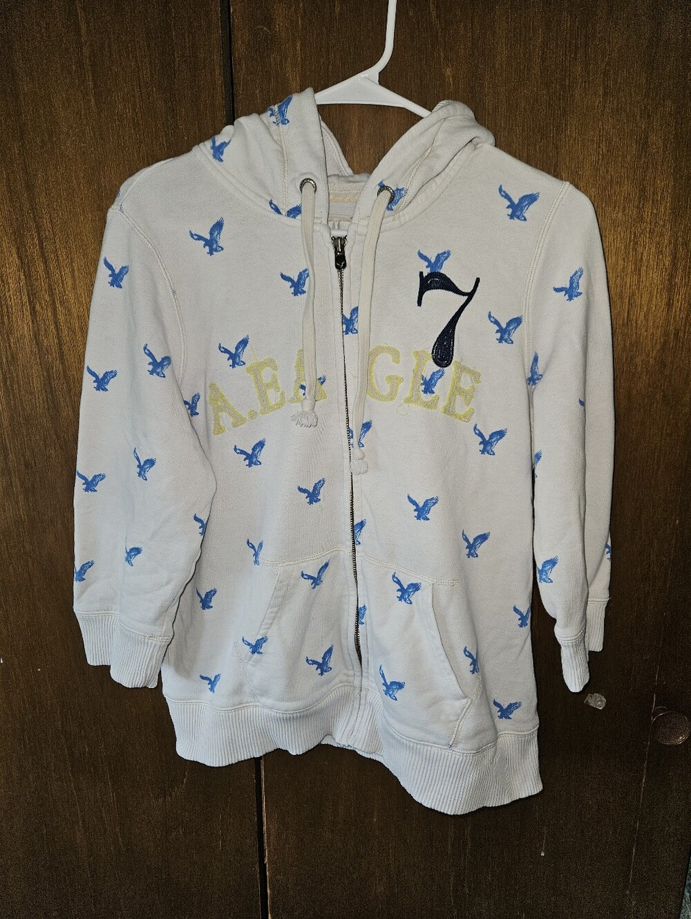 Vintage Y2k American Eagle 3/4 Sleeve Zip Up Hoodie - XL